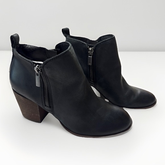 $129 LUCKY BRAND Lk Basel Mid Boot Black Leather Side Zip Women's 6.5 NEW - Picture 1 of 11